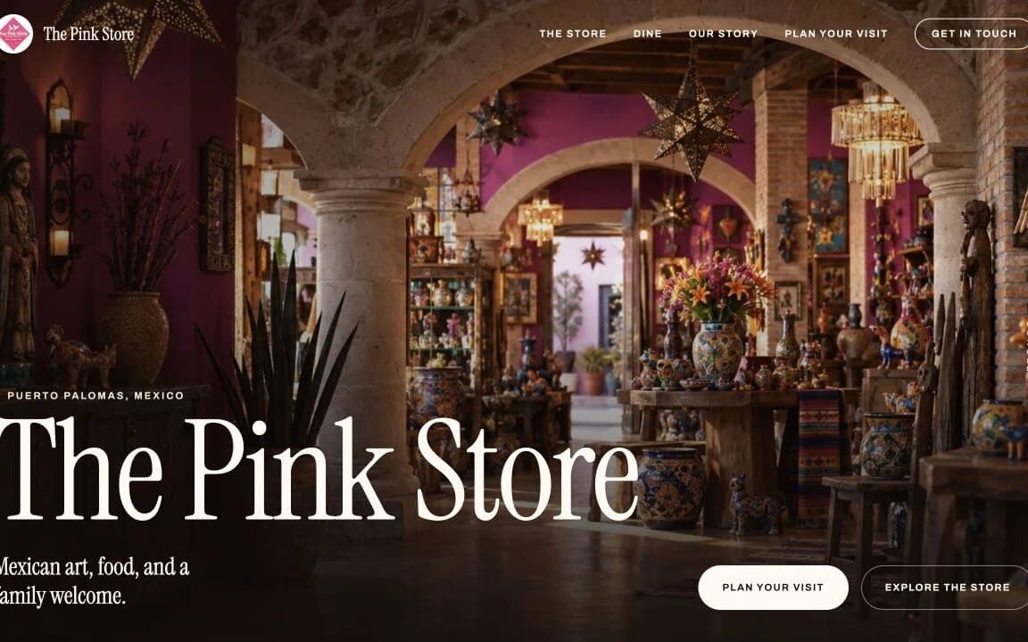 The Pink Store client preview with an illustrated store interior and large editorial headline